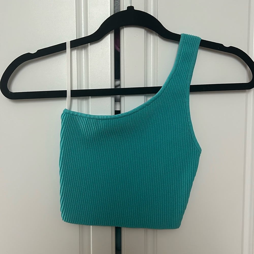 Aritzia Teal one shoulder top